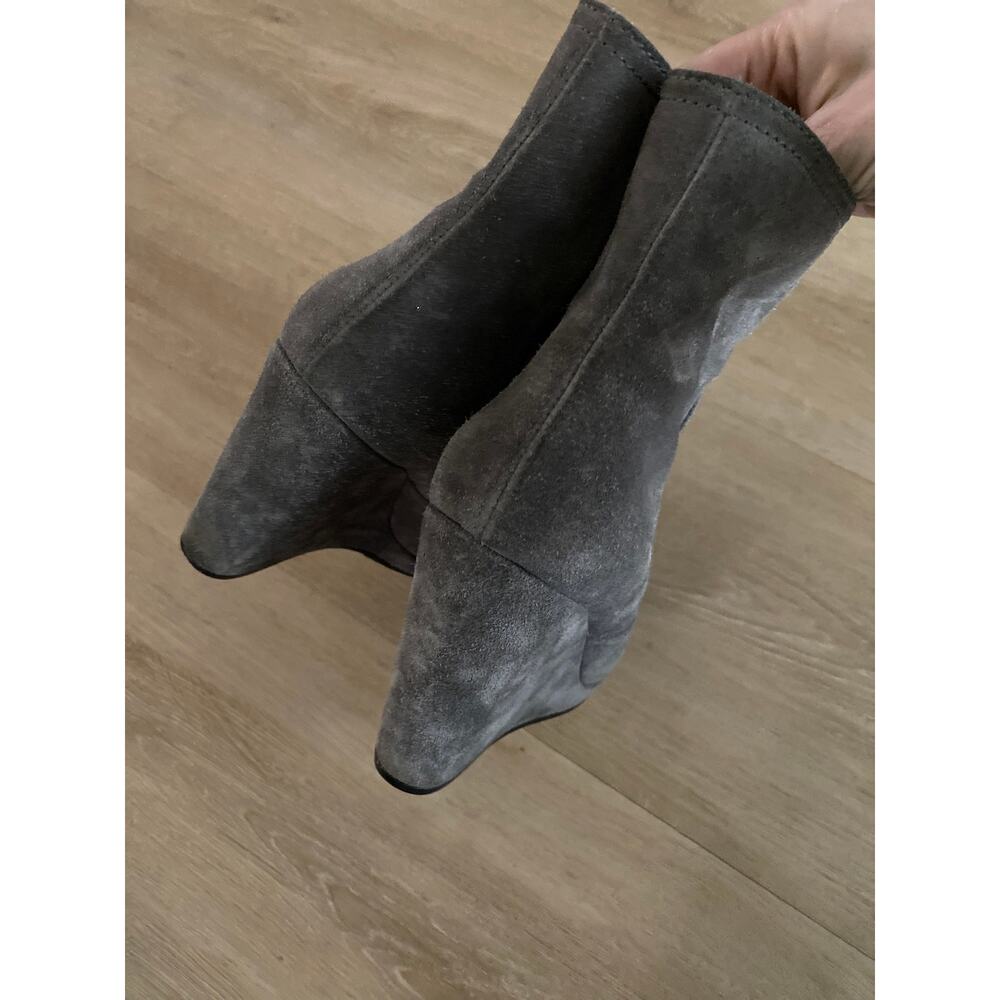 Prada wedge ankle boots women’s size 37 gray suede designer classic - Picture 3 of 5